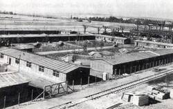 Das Ausländerlager der M.A.N. Mainz-Gustavsburg, "Im Rosengarten" (Blick auf das Westarbeiterlager)